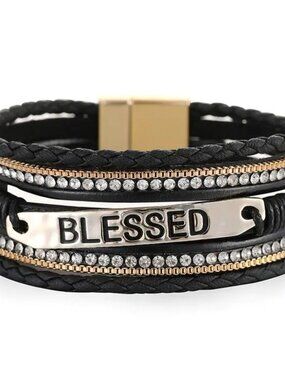 Blessed Multi-Layer Leather Bracelet - Black